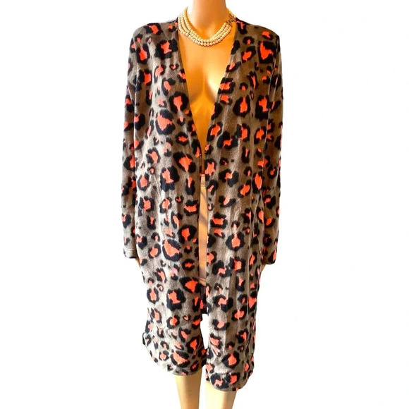 NWT White Birch Soft Casual Leopard Harley Cardigan Open Long Pocket Women Sz S - Picture 1 of 8
